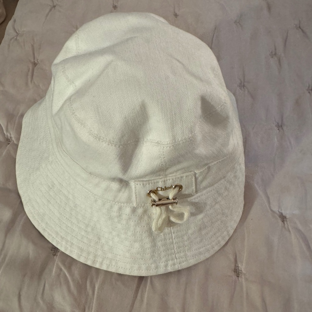 Girls White Chloe Bucket Hat - size 56